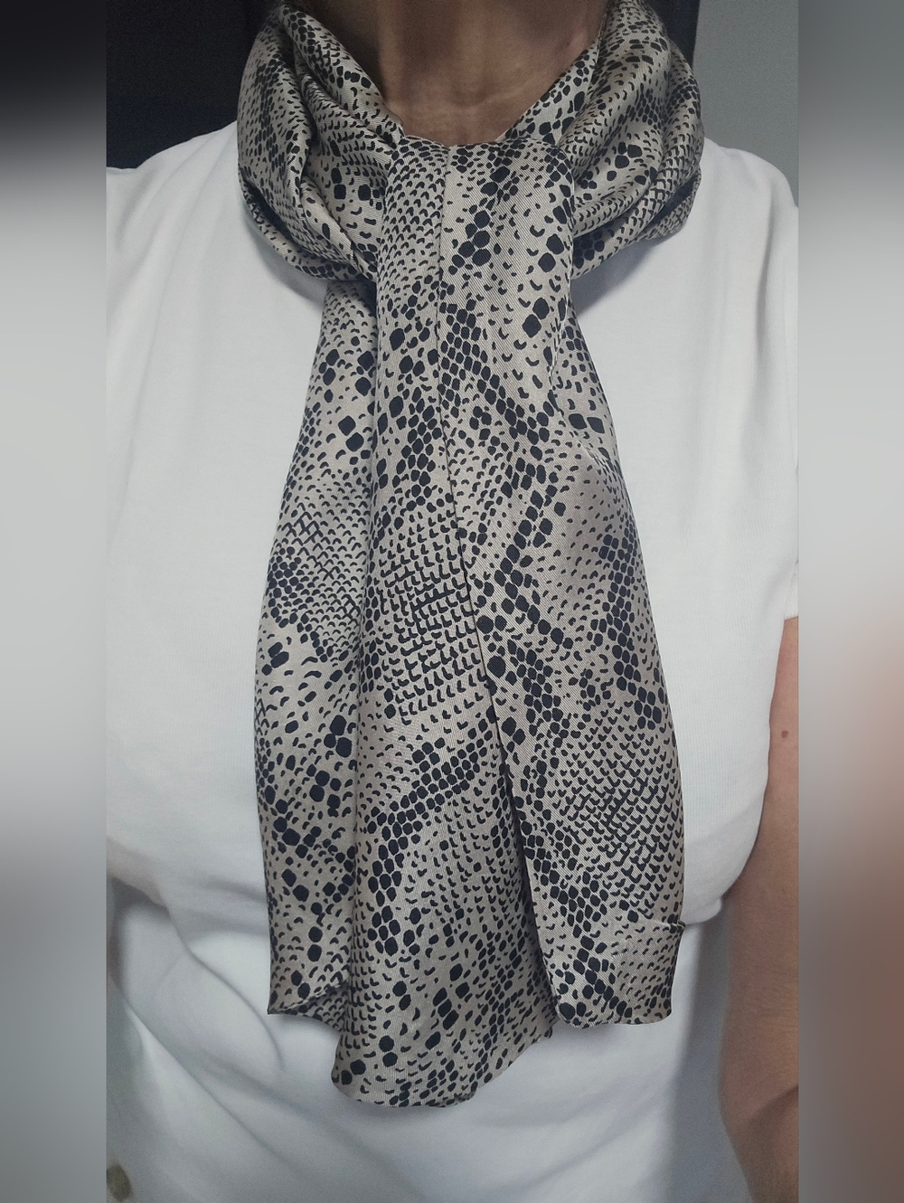 100% Silk Scarf, Maxi Twilly, Snakeskin  Design, EUC